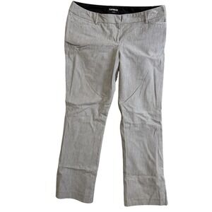 Express Columnist Pants Womens 10 Short Gray Check Slim Dress Work Stretch Twill